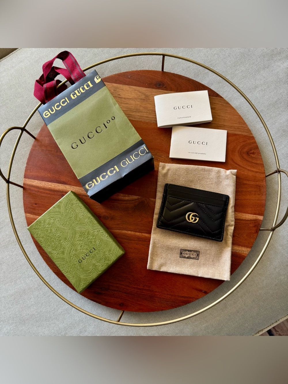 Gucci Black GG Marmont Quilted Leather Card Case